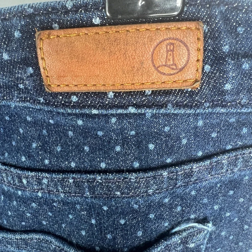 Lands End Womens 10P Polka Dot Straight Leg Jeans Dark Wash Blue Denim Fit‎ 2